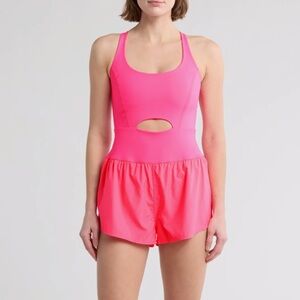 FINAL SALE FP Movement Righteous Runsie Romper Pink Flamingo Fizz Size Small